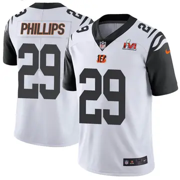 Nike Antonio Phillips Men's Limited Cincinnati Bengals White Color Rush Vapor Untouchable Super Bowl LVI Bound Jersey