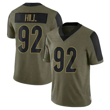 Nike BJ Hill Men's Limited Cincinnati Bengals Olive 2021 Salute To Service Jersey