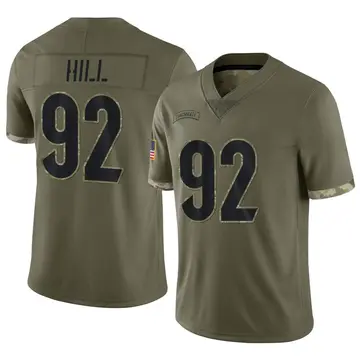 Nike BJ Hill Men's Limited Cincinnati Bengals Olive 2022 Salute To Service Jersey