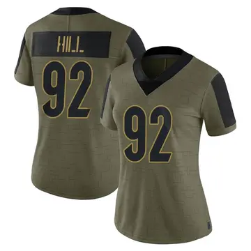 Nike BJ Hill Women's Limited Cincinnati Bengals Olive 2021 Salute To Service Jersey