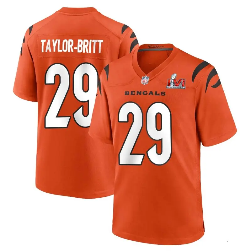 Nike Cam Taylor-Britt Men's Game Cincinnati Bengals Orange Super Bowl LVI Bound Jersey