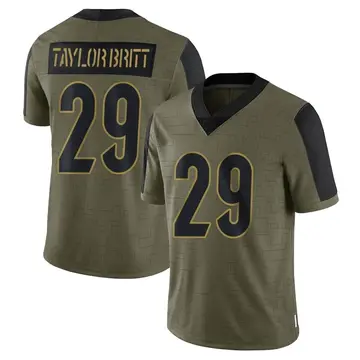 Nike Cam Taylor-Britt Men's Limited Cincinnati Bengals Olive 2021 Salute To Service Jersey