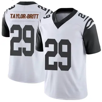 Nike Cam Taylor-Britt Men's Limited Cincinnati Bengals White Color Rush Vapor Untouchable Jersey