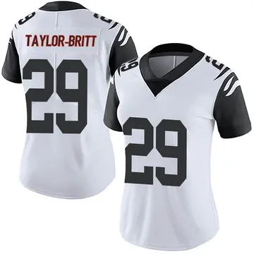 Nike Cam Taylor-Britt Women's Limited Cincinnati Bengals White Color Rush Vapor Untouchable Jersey