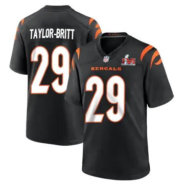 Nike Cam Taylor-Britt Youth Game Cincinnati Bengals Black Team Color Super Bowl LVI Bound Jersey