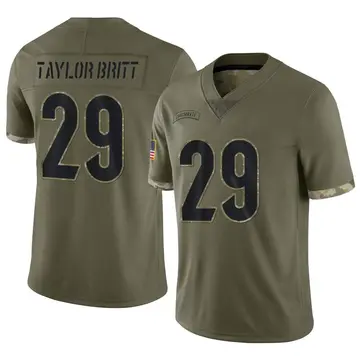 Nike Cam Taylor-Britt Youth Limited Cincinnati Bengals Olive 2022 Salute To Service Jersey