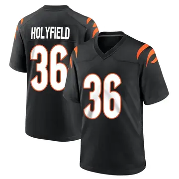 Nike Elijah Holyfield Men's Game Cincinnati Bengals Black Team Color Jersey