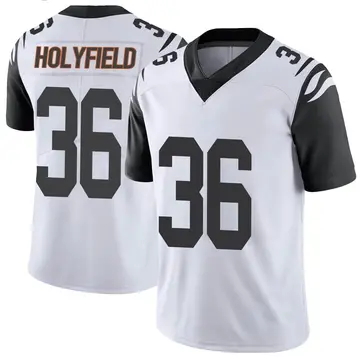 Nike Elijah Holyfield Men's Limited Cincinnati Bengals White Color Rush Vapor Untouchable Jersey