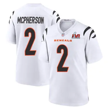 Nike Evan McPherson Men's Game Cincinnati Bengals White Super Bowl LVI Bound Jersey