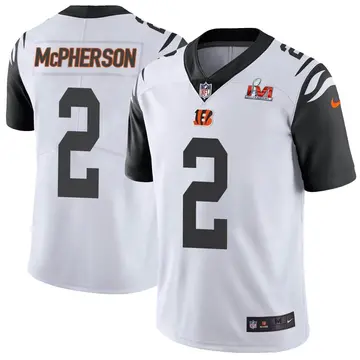 Nike Evan McPherson Men's Limited Cincinnati Bengals White Color Rush Vapor Untouchable Super Bowl LVI Bound Jersey
