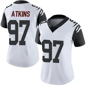 Nike Geno Atkins Women's Limited Cincinnati Bengals White Color Rush Vapor Untouchable Jersey
