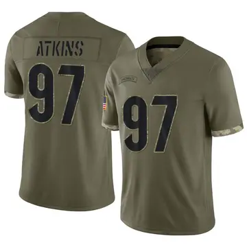 Nike Geno Atkins Youth Limited Cincinnati Bengals Olive 2022 Salute To Service Jersey