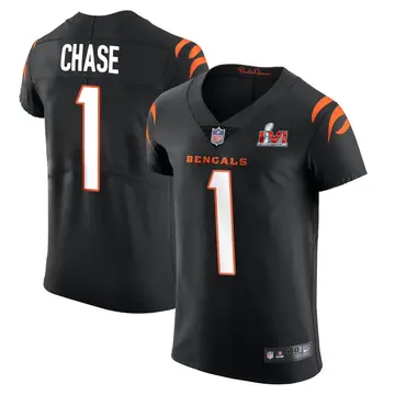 Nike Ja'Marr Chase Men's Elite Cincinnati Bengals Black Team Color Vapor Untouchable Super Bowl LVI Bound Jersey