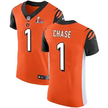 Nike Ja'Marr Chase Men's Elite Cincinnati Bengals Orange Alternate Vapor Untouchable Super Bowl LVI Bound Jersey