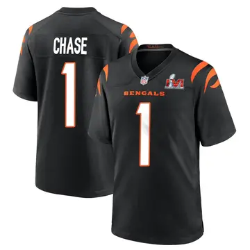 Nike Ja'Marr Chase Men's Game Cincinnati Bengals Black Team Color Super Bowl LVI Bound Jersey