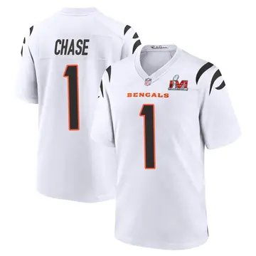 Nike Ja'Marr Chase Men's Game Cincinnati Bengals White Super Bowl LVI Bound Jersey