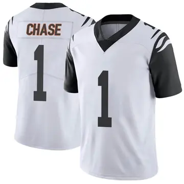 Nike Ja'Marr Chase Men's Limited Cincinnati Bengals White Color Rush Vapor Untouchable Jersey
