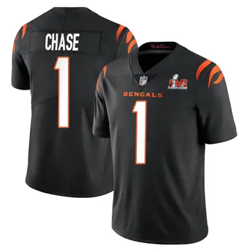 Nike Ja'Marr Chase Youth Limited Cincinnati Bengals Black Team Color Vapor Untouchable Super Bowl LVI Bound Jersey