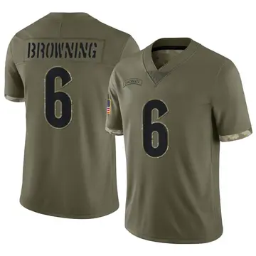 Nike Jake Browning Men's Limited Cincinnati Bengals Olive 2022 Salute To Service Jersey
