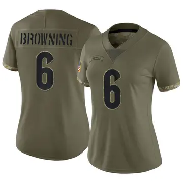 Nike Jake Browning Women's Limited Cincinnati Bengals Olive 2022 Salute To Service Jersey