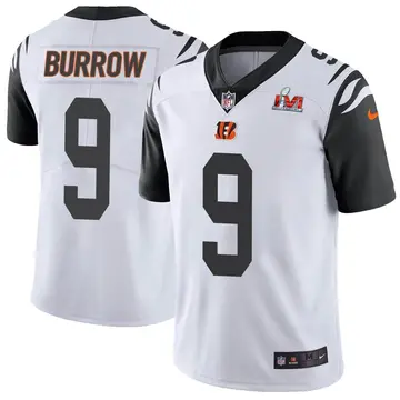 Nike Joe Burrow Men's Limited Cincinnati Bengals White Color Rush Vapor Untouchable Super Bowl LVI Bound Jersey