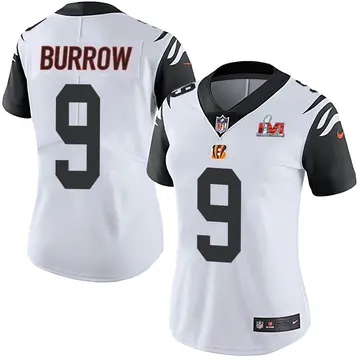 Nike Joe Burrow Women's Limited Cincinnati Bengals White Color Rush Vapor Untouchable Super Bowl LVI Bound Jersey