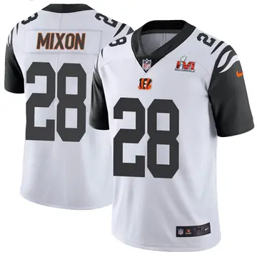 Nike Joe Mixon Men's Limited Cincinnati Bengals White Color Rush Vapor Untouchable Super Bowl LVI Bound Jersey