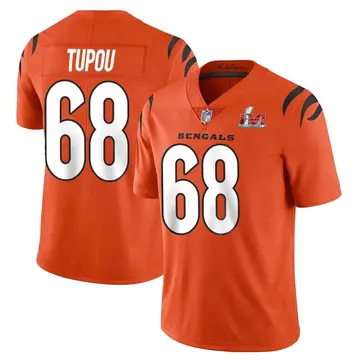 Nike Josh Tupou Men's Limited Cincinnati Bengals Orange Vapor Untouchable Super Bowl LVI Bound Jersey