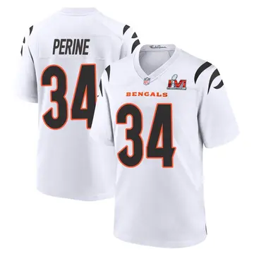 Nike Samaje Perine Men's Game Cincinnati Bengals White Super Bowl LVI Bound Jersey