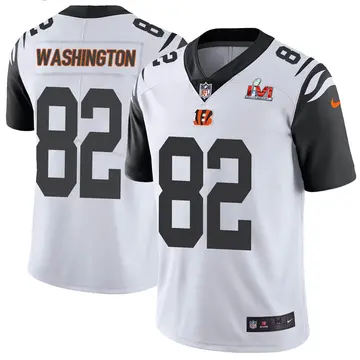 Nike Scotty Washington Men's Limited Cincinnati Bengals White Color Rush Vapor Untouchable Super Bowl LVI Bound Jersey