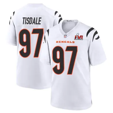 Nike Tariqious Tisdale Men's Game Cincinnati Bengals White Super Bowl LVI Bound Jersey