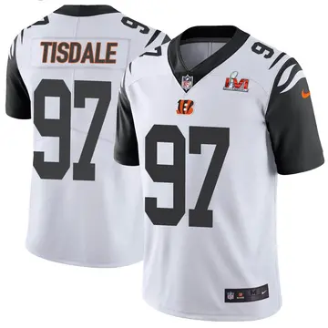 Nike Tariqious Tisdale Men's Limited Cincinnati Bengals White Color Rush Vapor Untouchable Super Bowl LVI Bound Jersey