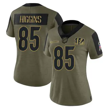 Nike Tee Higgins Women's Limited Cincinnati Bengals Olive 2021 Salute To Service Jersey