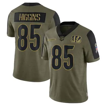Nike Tee Higgins Youth Limited Cincinnati Bengals Olive 2021 Salute To Service Jersey