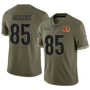 Nike Tee Higgins Youth Limited Cincinnati Bengals Olive 2022 Salute To Service Jersey