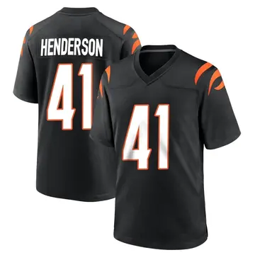 Nike Trayvon Henderson Men's Game Cincinnati Bengals Black Team Color Jersey