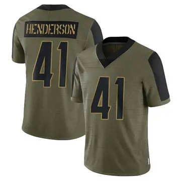 Nike Trayvon Henderson Youth Limited Cincinnati Bengals Olive 2021 Salute To Service Jersey