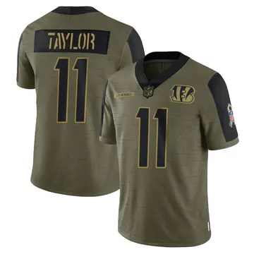 Nike Trent Taylor Youth Limited Cincinnati Bengals Olive 2021 Salute To Service Jersey
