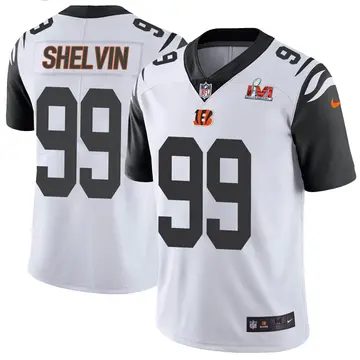 Nike Tyler Shelvin Men's Limited Cincinnati Bengals White Color Rush Vapor Untouchable Super Bowl LVI Bound Jersey